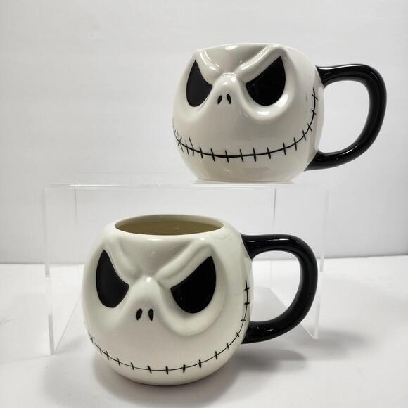 Disney Mugs (x2) 2 sided Nightmare Before Christmas Jack Skellington Tim Burton - Picture 2 of 11